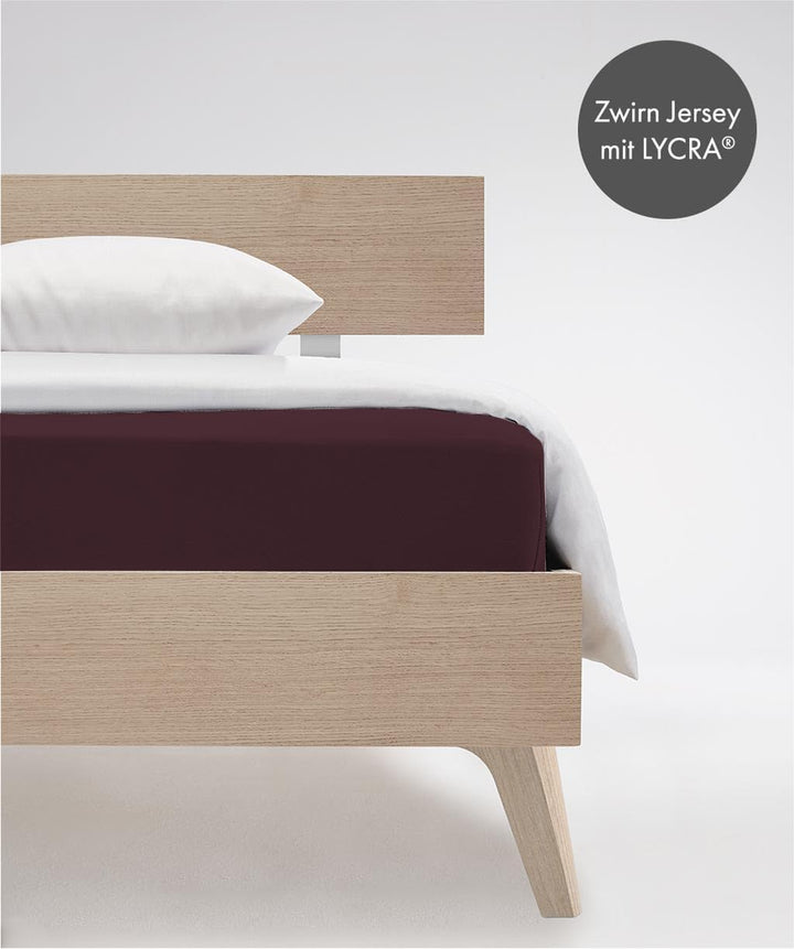 fleuresse Comfort Spannbettlaken, Jersey, Pflaume, 200 x 200 cm Pflaume 200 x 200 cm, Pflaume 200 x