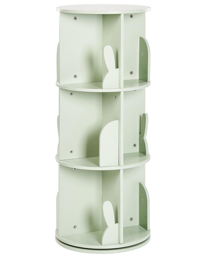 Beliani Drehbares 3-Ebenen-Bücherregal MDF Kinderzimmer Hasenmotiv Hellgrün Caney