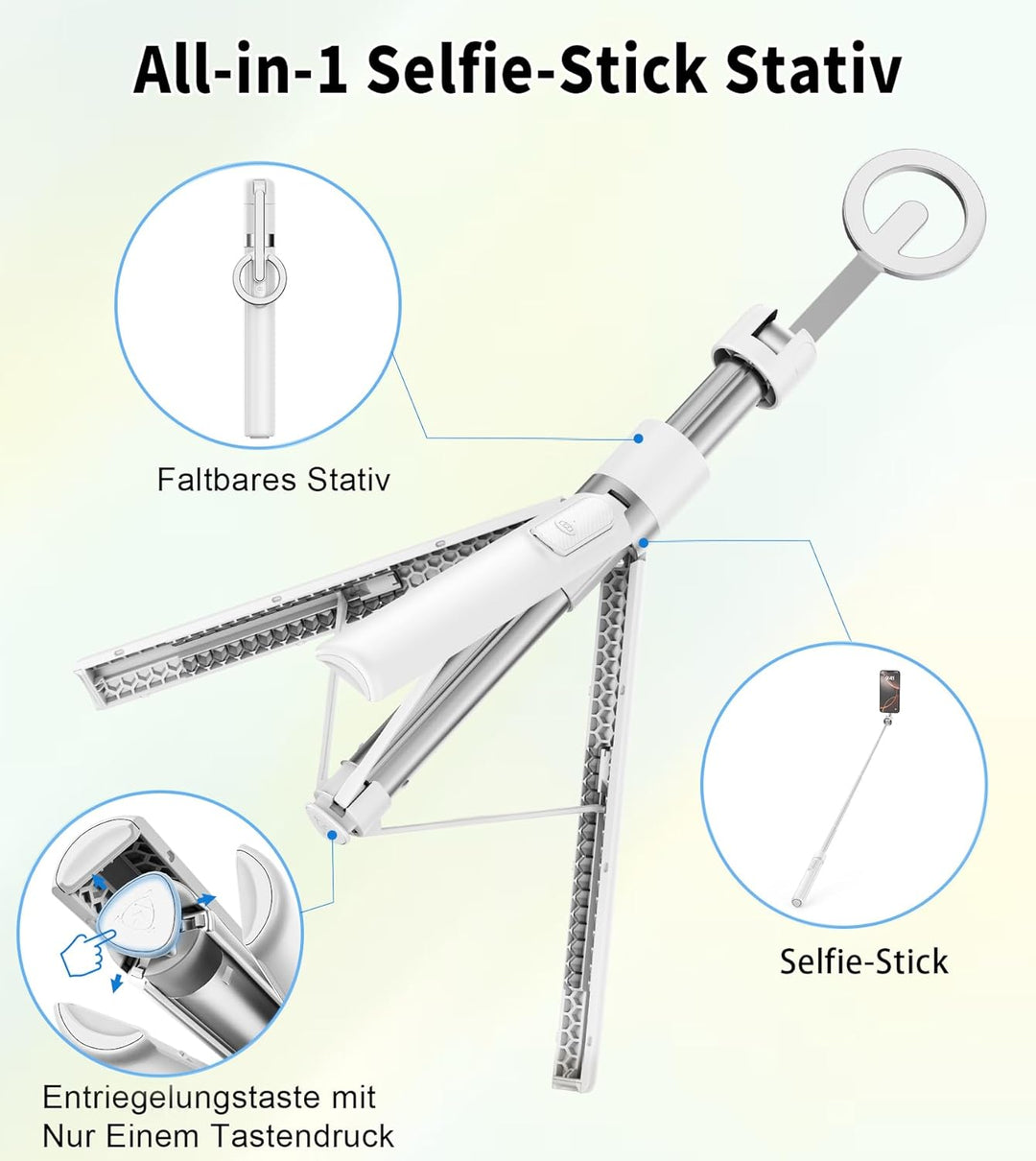 TONEOF 173cm Magnetisches Selfie Stick Stativ, Stark Magnetischer Aluminium Halter für Magsafe-Handy