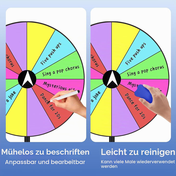 8/10/12 Slots Glücksrad zum Drehen 20cm Gluecksrad zum Selbstgestalten mit Ständer Drehendes Preisra