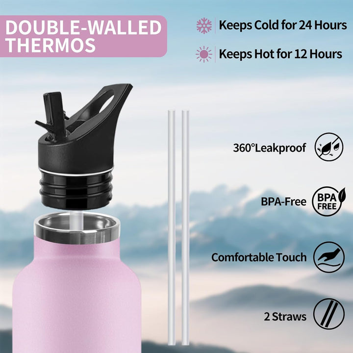 Trinkflasche, 750 ML BPA-Frei, Thermosflasche, Auslaufsichere Isolierflasche Doppelwandig, Wasserfla