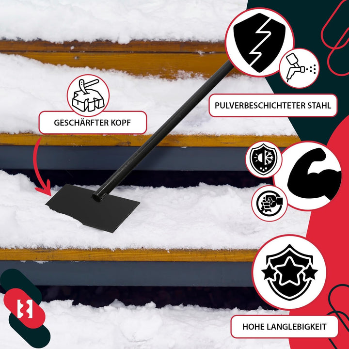KOTARBAU® Eisschaber Metall Eisstösser mit Stiel 120 cm Eeisscharre Schwarz Eishacker Eisstösser Gar