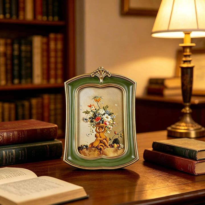 Kangce Vintage Bilderrahmen 10,2 x 15,2 cm, antiker kunstvoller Fotorahmen, Tisch- und Wandbehang, a