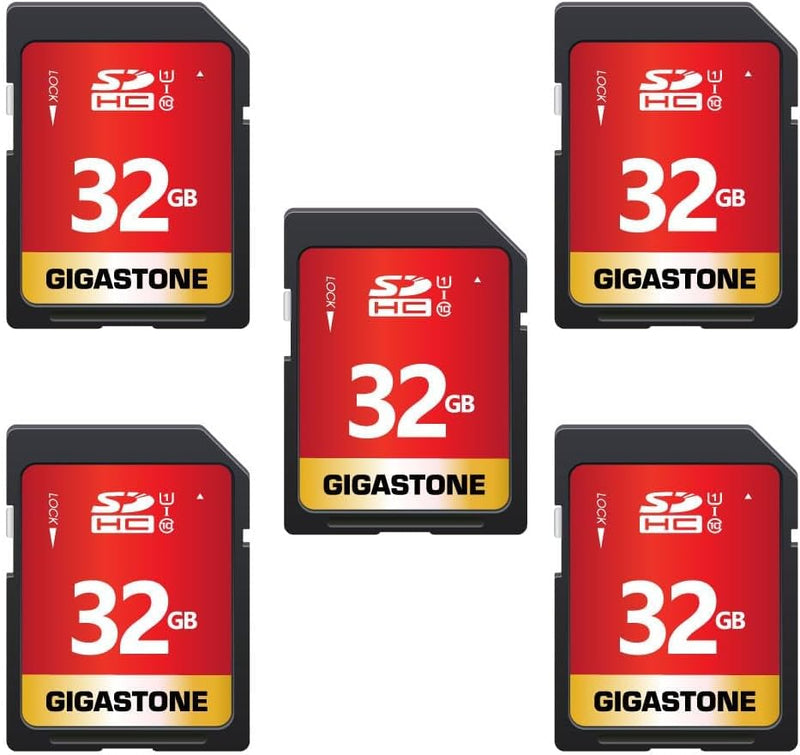 Gigastone 32GB SDHC Speicherkarte 5er-Pack, UHS-I U1 Klasse 10, bis zu 80 MB/Sek. für Digitalkameras