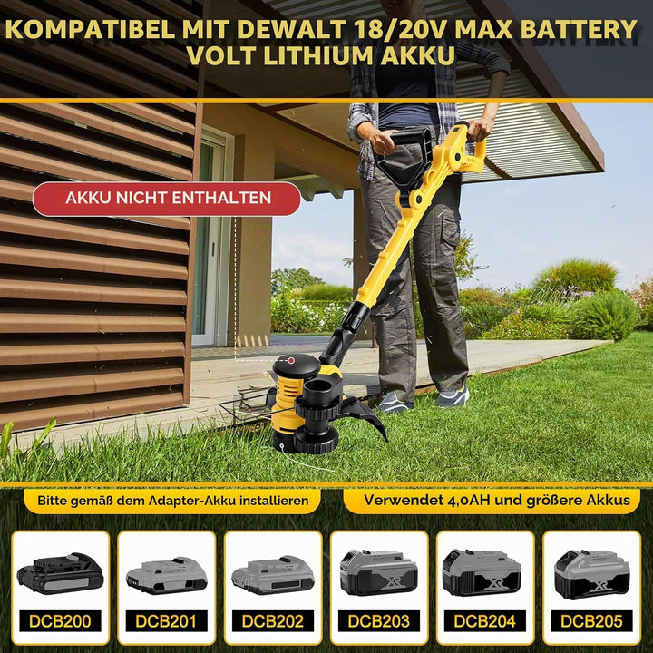 Akku Rasentrimmer Rasenkantenschneider Freischneider für Dewalt 20V 18V (ohne Akkus), mit 6 Ersatzsp