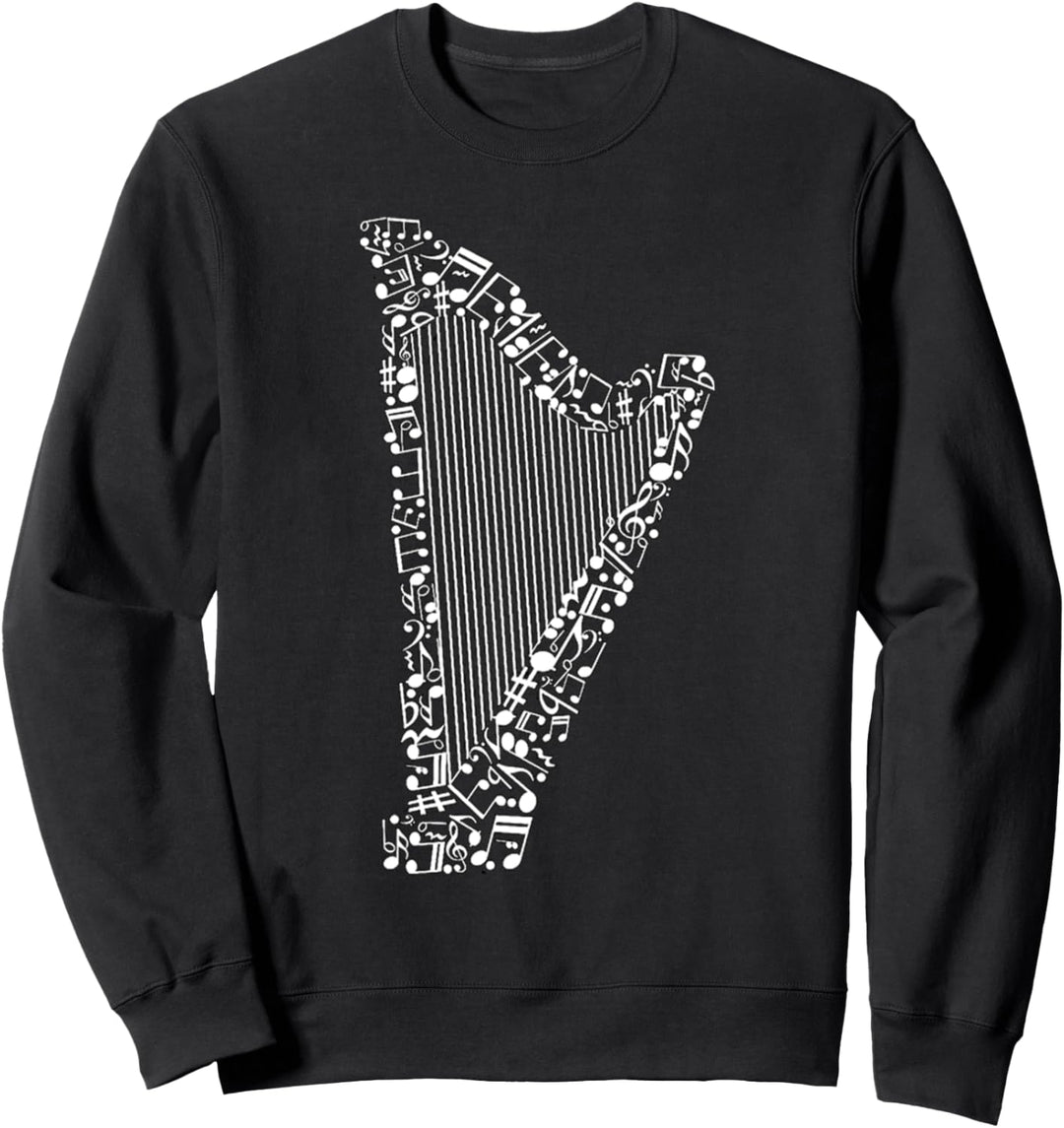 Musik Instrument Harfe Musiknoten Musikalische Harfenspieler Sweatshirt