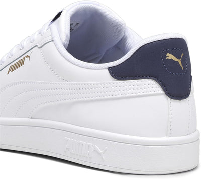 PUMA Unisex Smash 3.0 L Sneaker 39 EU Puma White Puma Navy Puma Gold, 39 EU Puma White Puma Navy Pum