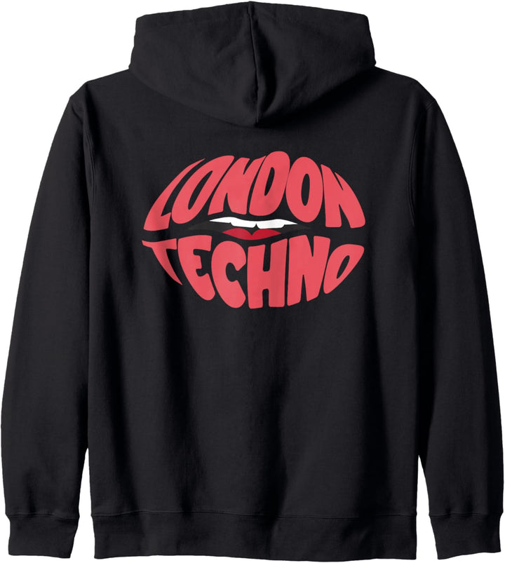 Rave Acid House Kussmund Kiss Lips London Techno Kapuzenjacke