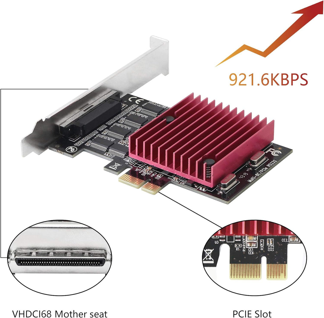 CERRXIAN PCIE zu 8 Port RS232 Erweiterungskarte, PCI-E X1, 8 Ports DB9 Serielle Karte, 8 Chipsatz PC