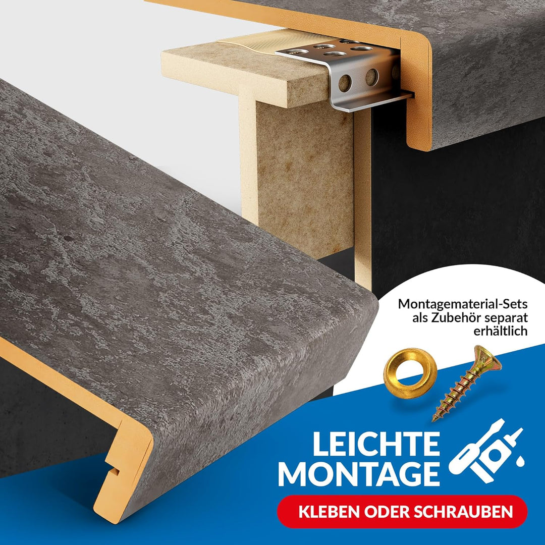 Treppenstufen mit U-Profil [LED-kompatibel] Renovierungsstufen für die Treppe, Laminat-Stufen, Tritt