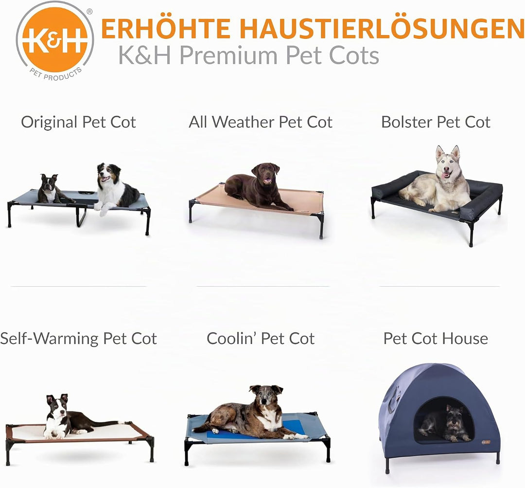 K&amp;H PET PRODUCTS Hundebett, erhöht, Netzstoff, Grösse M, 63,3 x 81,8 x 17,8 cm, Schokoladenbraun/Sch