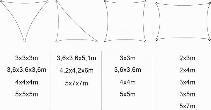 WOLTU Sonnensegel Premium HDPE Wetterbeständig Atmungsaktiv 95% UV Schutz Segeltuch 180 g/m² Sonnens