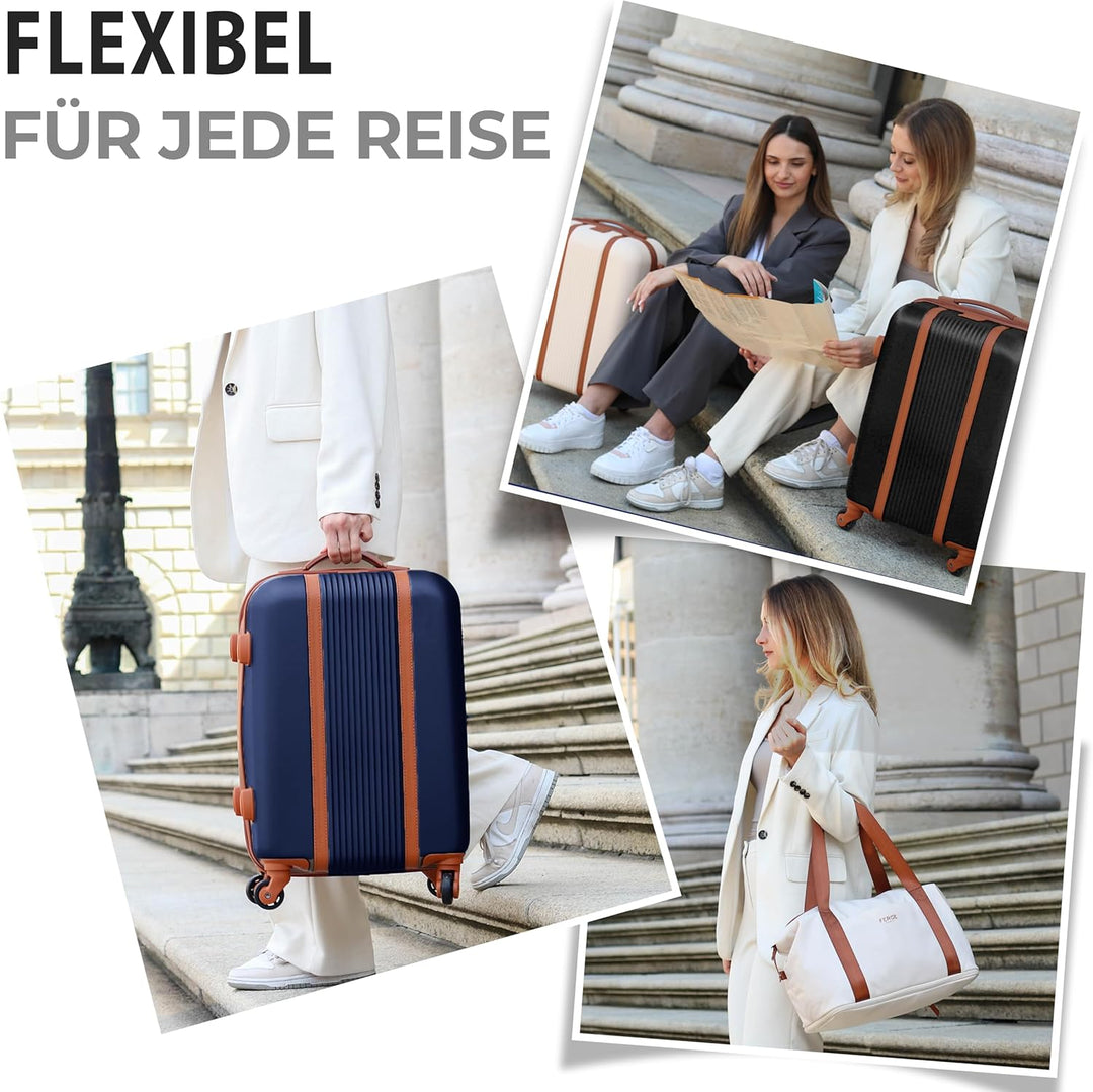 FERGÉ Handgepäck Koffer Set 3 teilig Kabinenkoffer Hartschale 55 x 40 x 22 cm + Reisetasche + Kultur