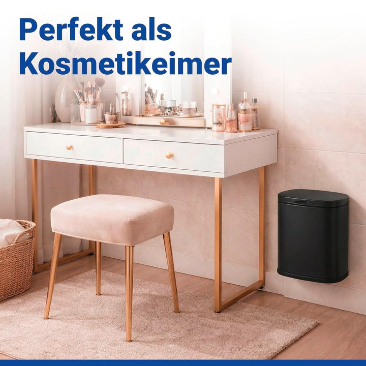 WENKO Wand-Kosmetikeimer Mod. Sare 3 Liter, Mülleimer mit Deckel und Easy-Close Absenkautomatik, Bad