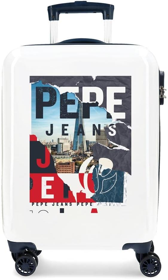 Pepe Jeans Digital Kabinentrolley, weiss, 40 x 55 x 20 cm, starr, ABS, integrierter TSA-Verschluss,