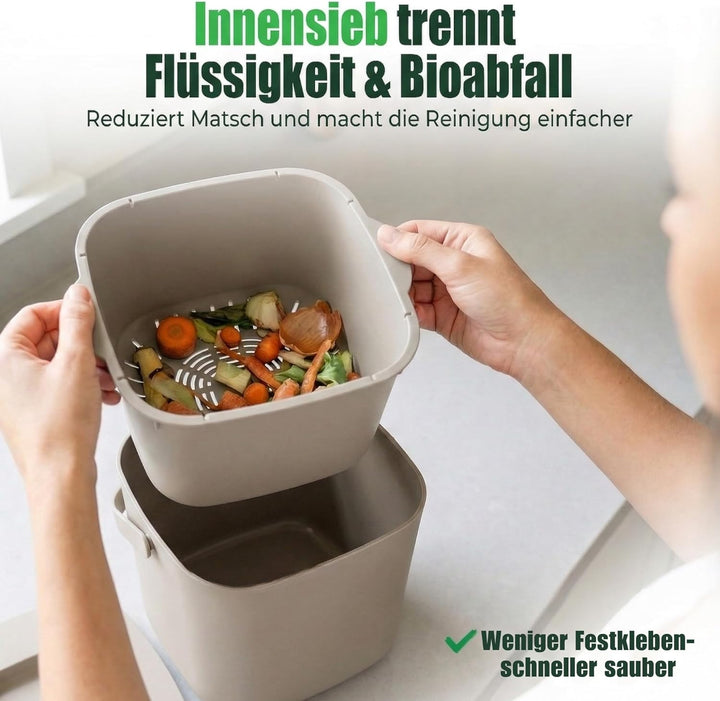 YourCasa® Biomülleimer Küche - 7L - Komposteimer für alltäglichen Biomüll Behälter - Spülmaschinenfe