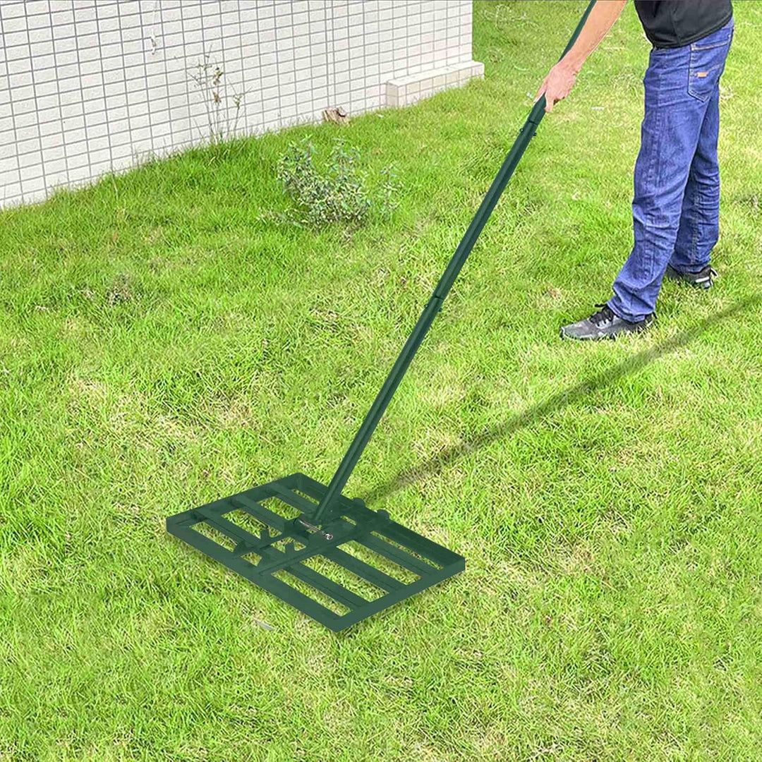Rasen Rakel Edelstahl Rechen mit Höhenverstellbar Griff Ergonomische Nivellierrechen zum Rasen Sand