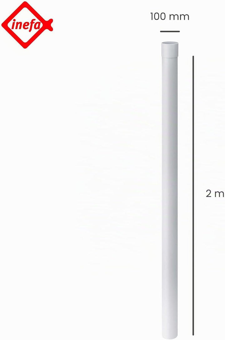 INEFA Fallrohr Kunststoff 200cm DN100 / 100mm, Weiss, Dachrinnenzubehör, einfache Steckmontage, Made