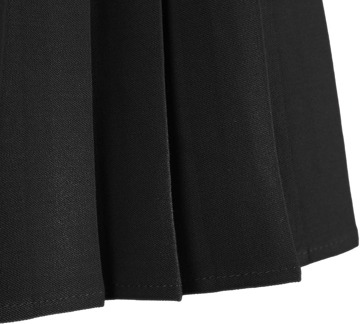 Urbancoco Damen Schulmädchen-Stil Faltenrock Elastische Hohe Taille Minirock L Solid Balck, L Solid