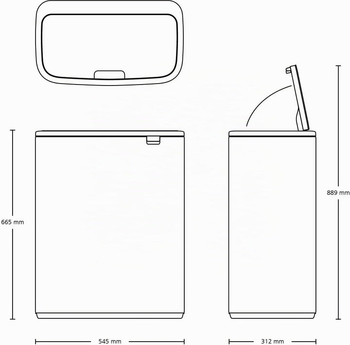 Brabantia Bo Touch Bin, 2 x 30L 2 Inneneimer (2 x 30L) Platinum, 2 Inneneimer (2 x 30L) Platinum