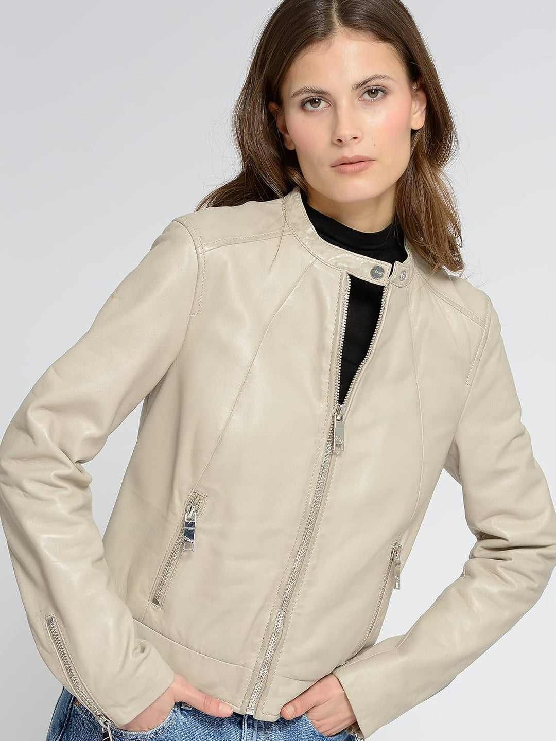MAZE Damen Lederjacke Grenada XL greige, XL greige