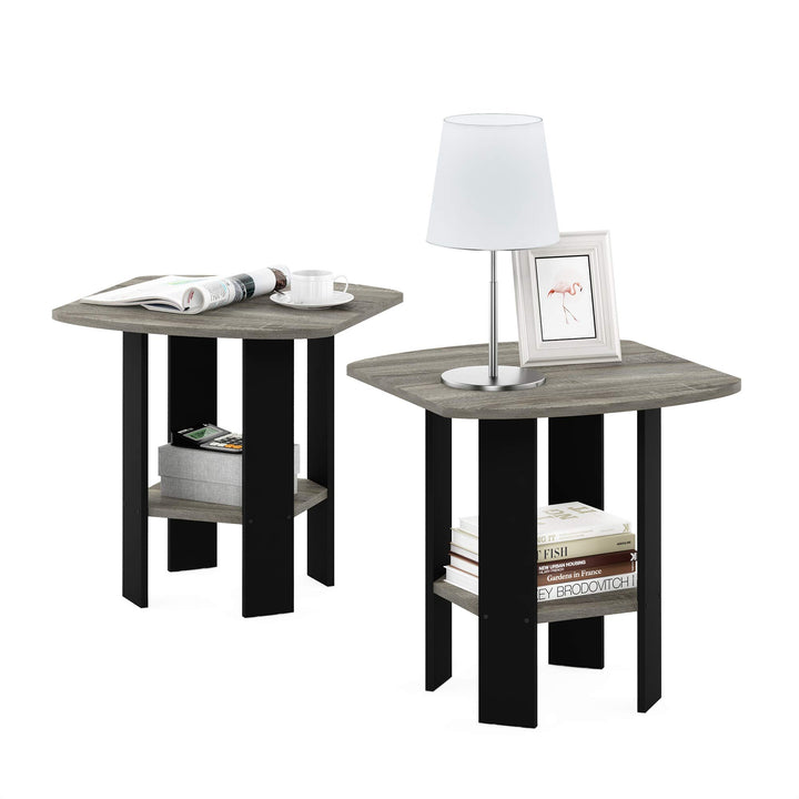 Furinno Simple Design Beistelltisch, holz, Französische Eiche grau, 50.8 x 50.8 x 49.78 cm 2er Set F