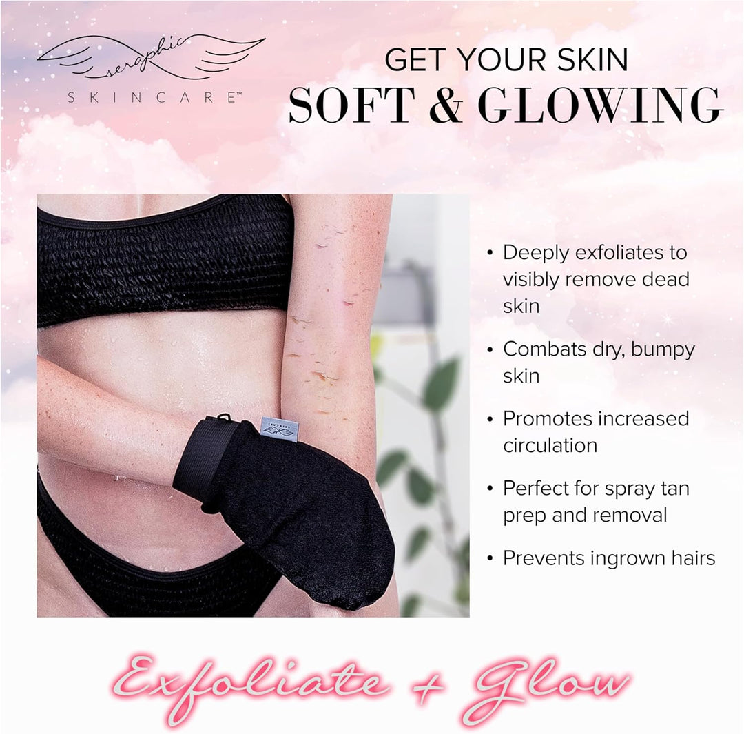 Seraphic Skincare (Original) Premium Exfoliating Mitt for Body (2 pc) – veganes Körperpeeling