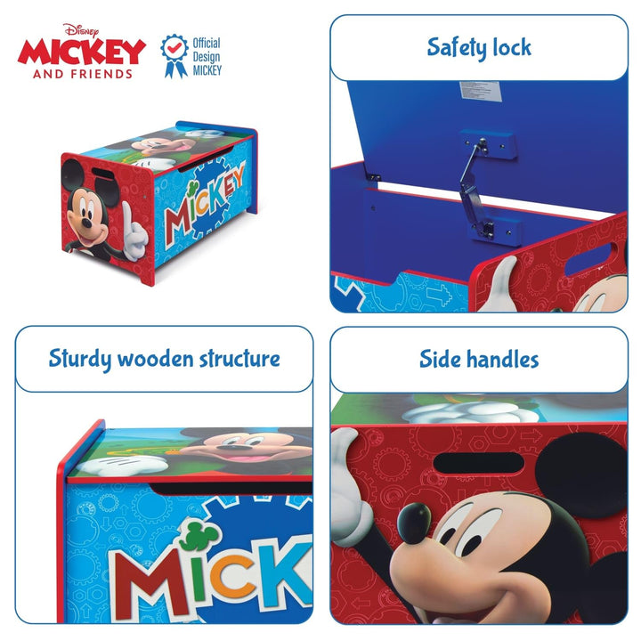 Disney Nixy Children Spielzeugkiste mit Bank aus Holz, Mickey Mouse