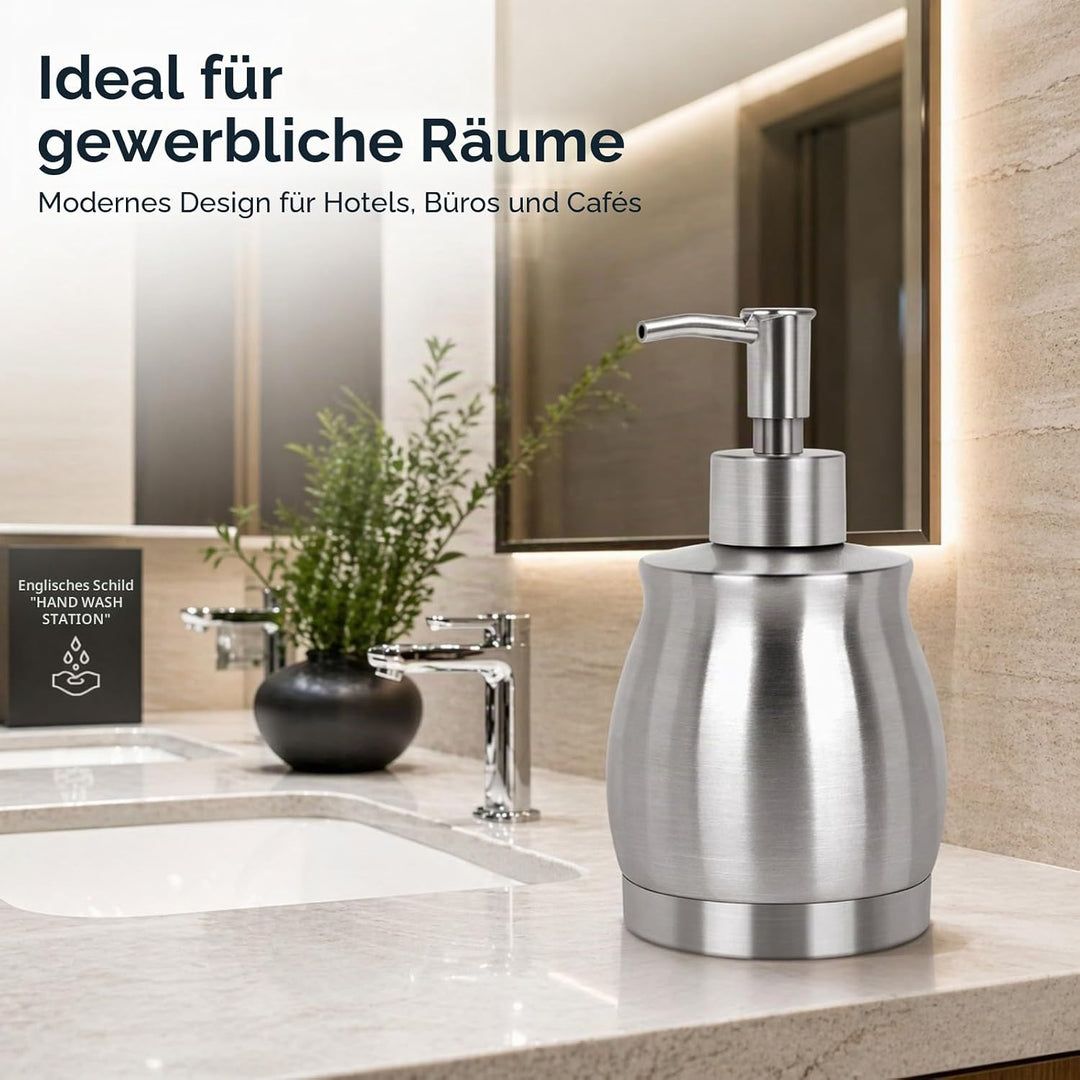 LALA DOLCE Edelstahl Arbeitsplatte Seifenspender Flüssigflasche und Pumpe, Geeignet für verschiedene