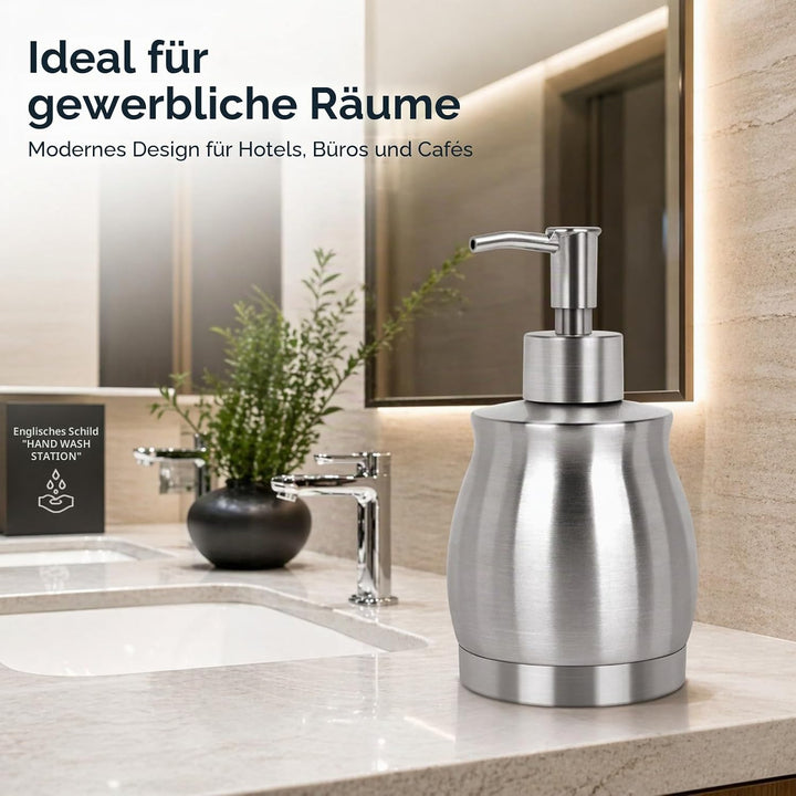 LALA DOLCE Edelstahl Arbeitsplatte Seifenspender Flüssigflasche und Pumpe, Geeignet für verschiedene