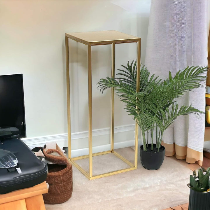 DanDiBo Blumenhocker Metall Gold Eckig Blumenständer Beistelltisch 96506 Blumensäule Modern Pflanzen