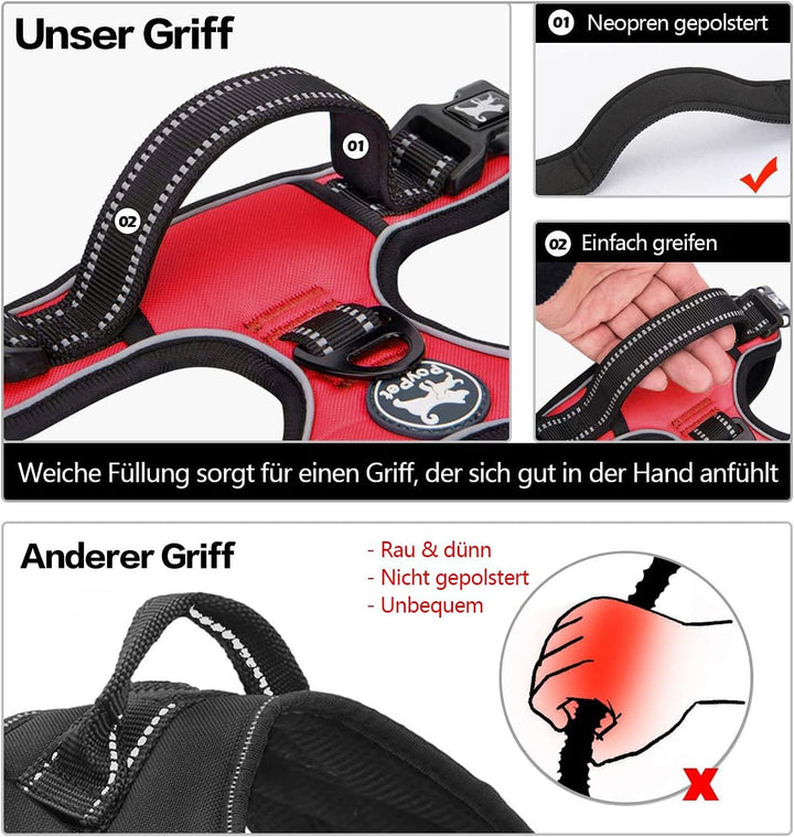 PoyPet Keine Pull Hundegeschirr Front Reflektierende Pet Weste für Hunde mit Einfache Kontrolle Grif