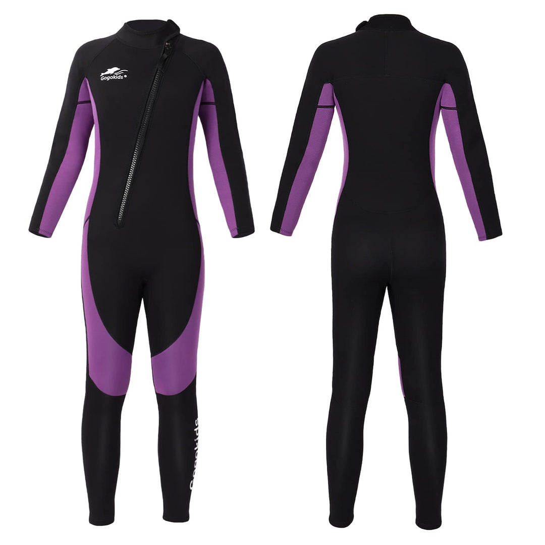 Gogokids Neoprenanzug Kinder, 8-16 Jahre Neopren Thermal Badeanzug, Front Zipper Lang Taucheranzug,