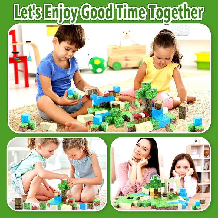 128 Stück Magnetische Bausteine - Build Mine Magnet Welt World Strand Set,Magnetic Building Blocks,M