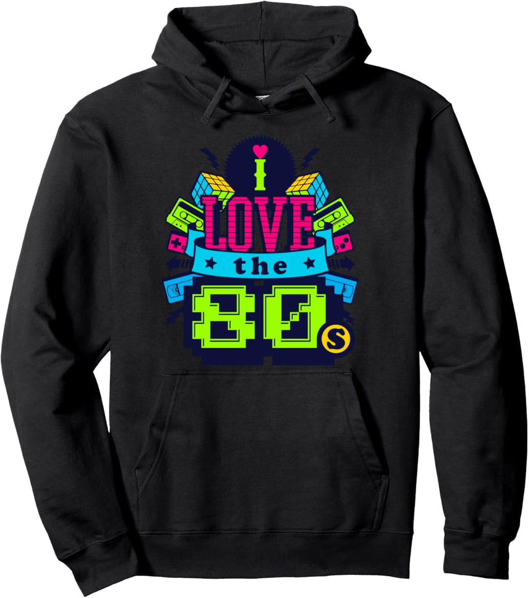 I Love The 80s Eighties Retro 1980 Music Pullover Hoodie