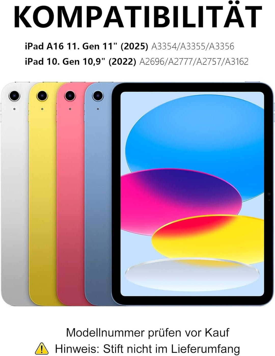 Hülle mit Tastatur und Touchpad für iPad 11./10. Generation (2025/2022) – QWERTZ Deutsch Bluetooth K