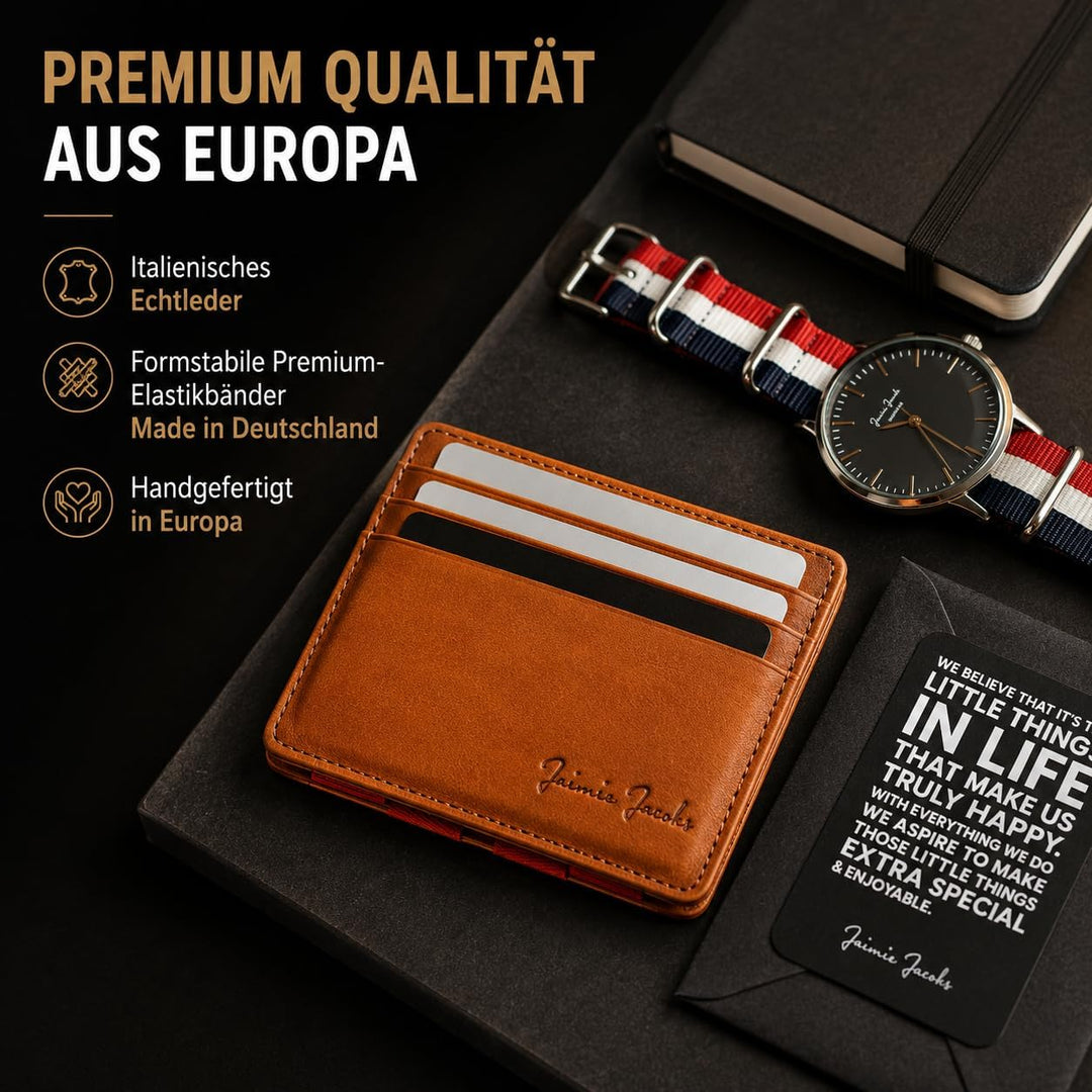 Jaimie Jacobs Flap Boy Slim ohne Münzfach Magic Wallet integrierter RFID Schutz Magischer Geldbeutel