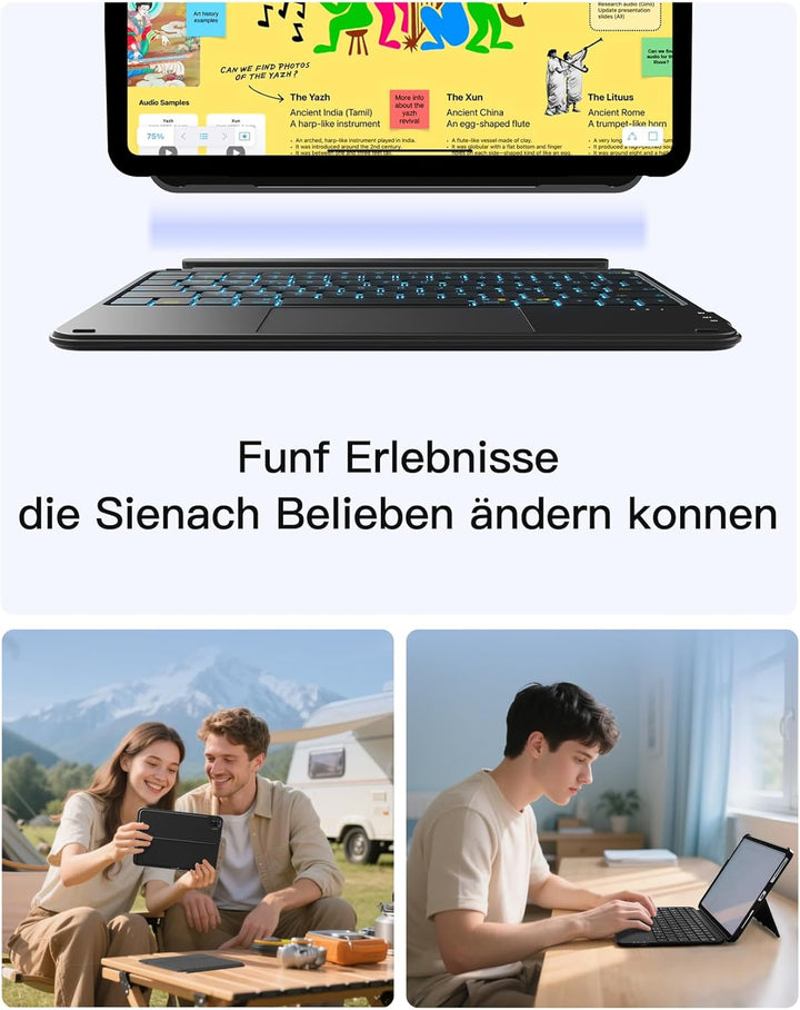 Inateck Hülle mit Tastatur,Ultraleichte Tastatur für iPad 11/10 Gen A16 2025 11 Zoll,iPad Air 11" M3