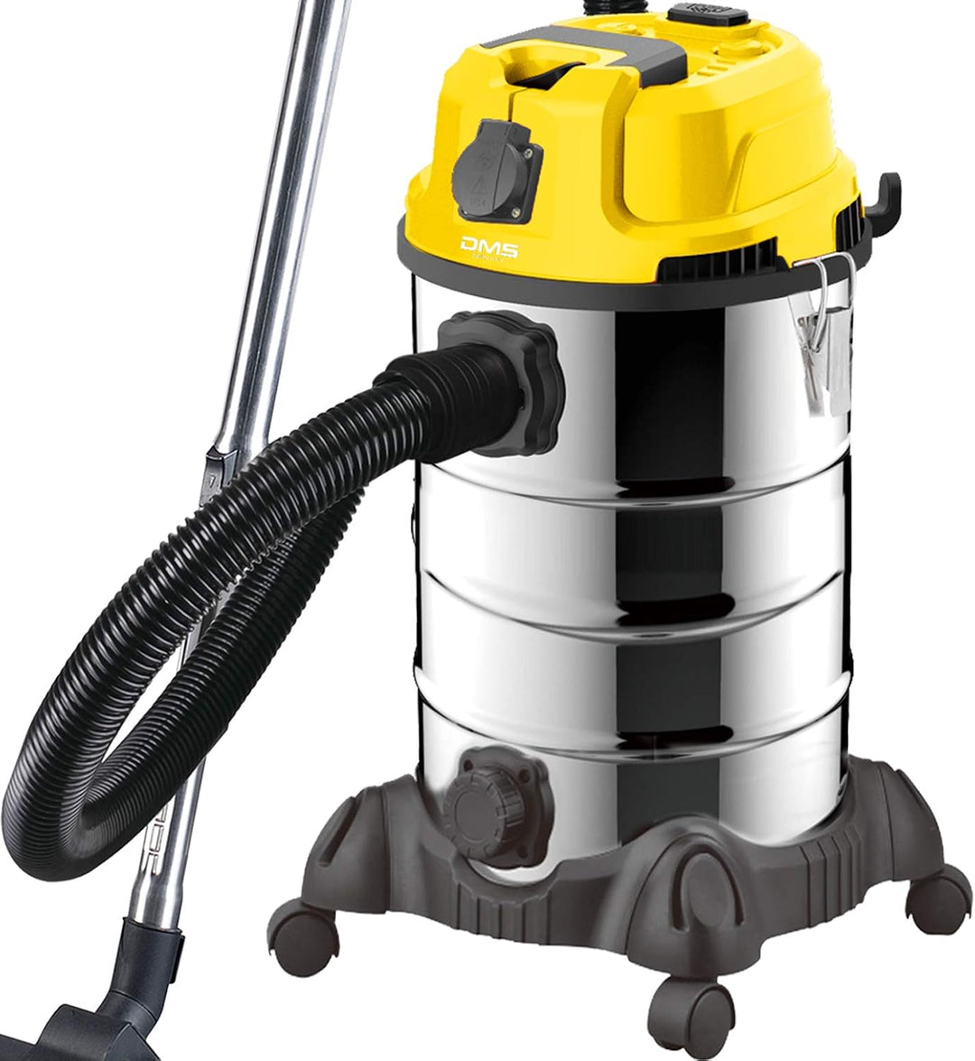 DMS Industriestaubsauger mit 2300 Watt | Nasssauger | Trockensauger | Edelstahl | Blasfunktion | Fil