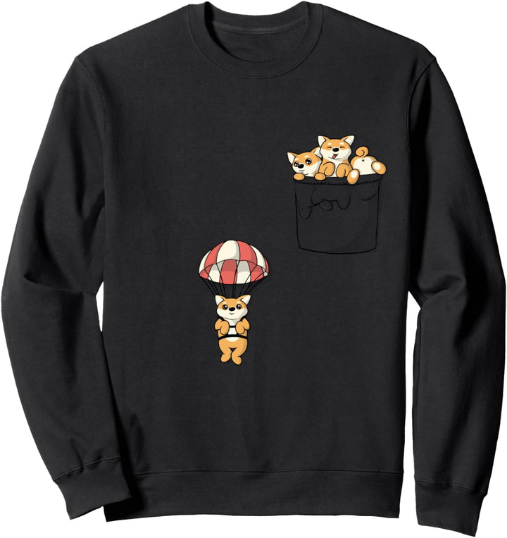 Netter Shiba Hund, der in der Tasche spielt Sweatshirt
