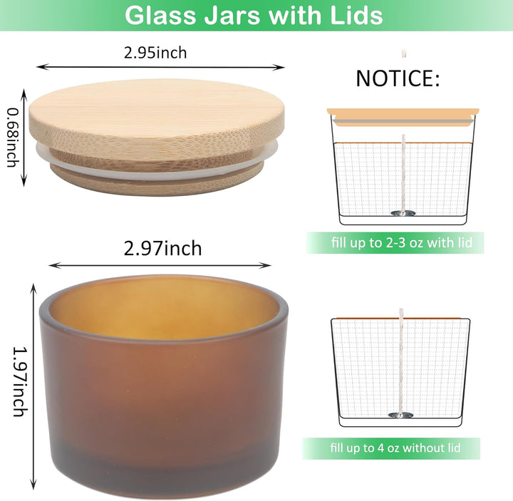 MILIVIXAY 20 Stück 118 ml Milchglas-Kerzengläser mit Deckel und Kerzenherstellungs-Kits – grosse bre