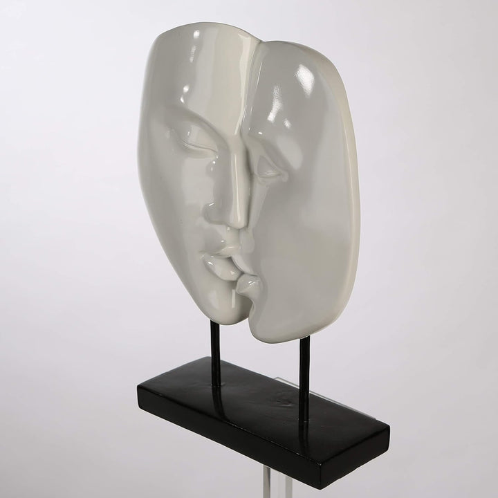 Casablanca modernes Design Moderne Skulptur Faces Poly weiss auf schwarzer Base Höhe 28 cm Breite 22