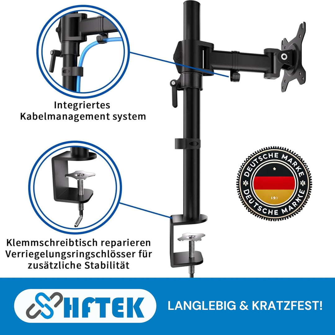 HFTEK - HF27DB - Monitor TV Tisch-Halterung Halter Bildschirmhalterung Neigbar Schwenkbar Monitorarm
