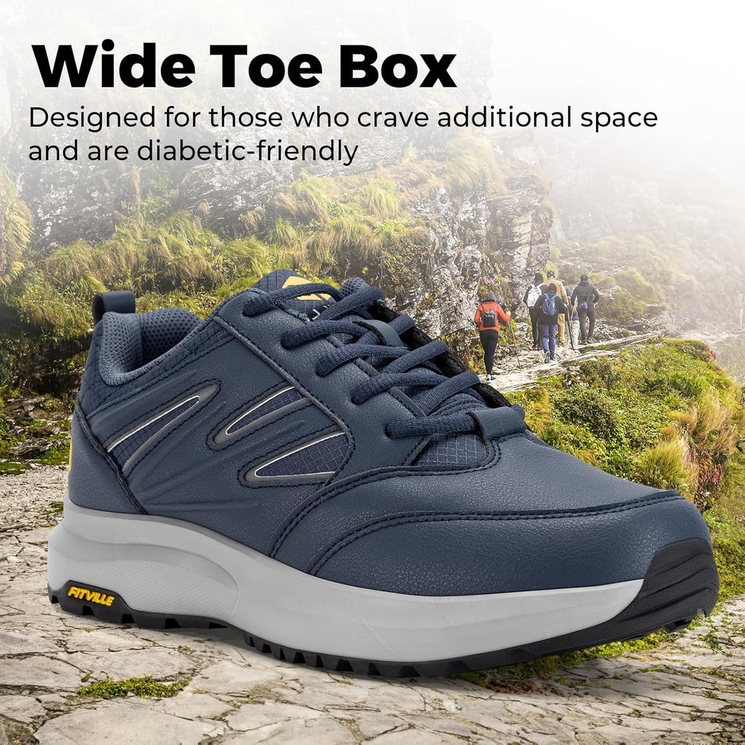 FitVille Extra Weit Wanderschuhe Herren Wasserdicht Wanderhalbschuhe rutschfest Trekkingschuhe für A