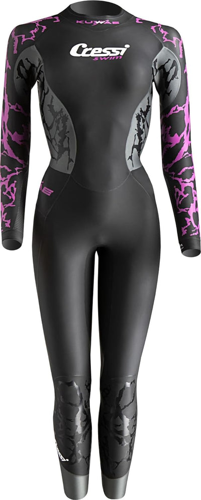 Cressi Kuwae Lady Monopiece Swimsuit - One Piece Women's Swimming Wetsuit 2/3/4mm Schwarz/Flieder XS