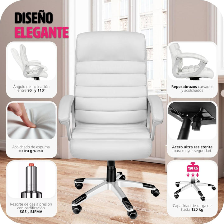 tectake® Design Bürostuhl, Schreibtischstuhl, stufenlos höhenverstellbarer Chefsessel, Arbeitsstuhl,