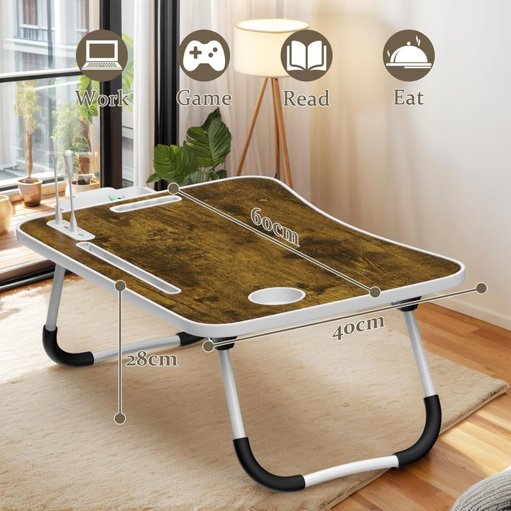 Huracan Laptop Tisch Betttablett Klappbar, Tragbares Laptoptisch für Bett, Lapdesk mit Schublade, Ta