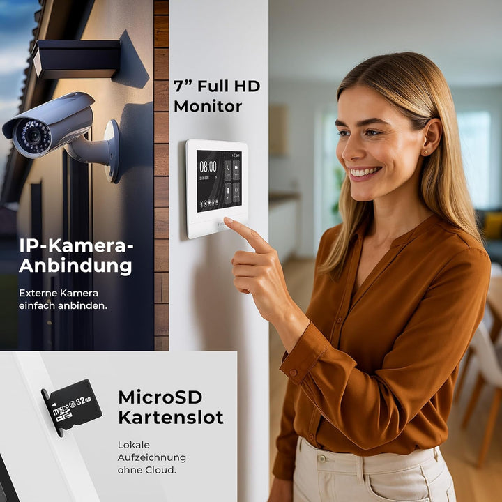 Entri Video Türsprechanlage, Unterputz Türklingel mit Kamera, Smartphone App, 1 Familienhaus, Video