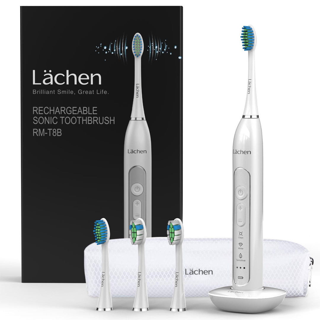 Lächen Sonic elektrische Zahnbürste Schallzahnbürste - RM-T8B， mit 4 Aufsteckbürsten und Timer, 3 Mo