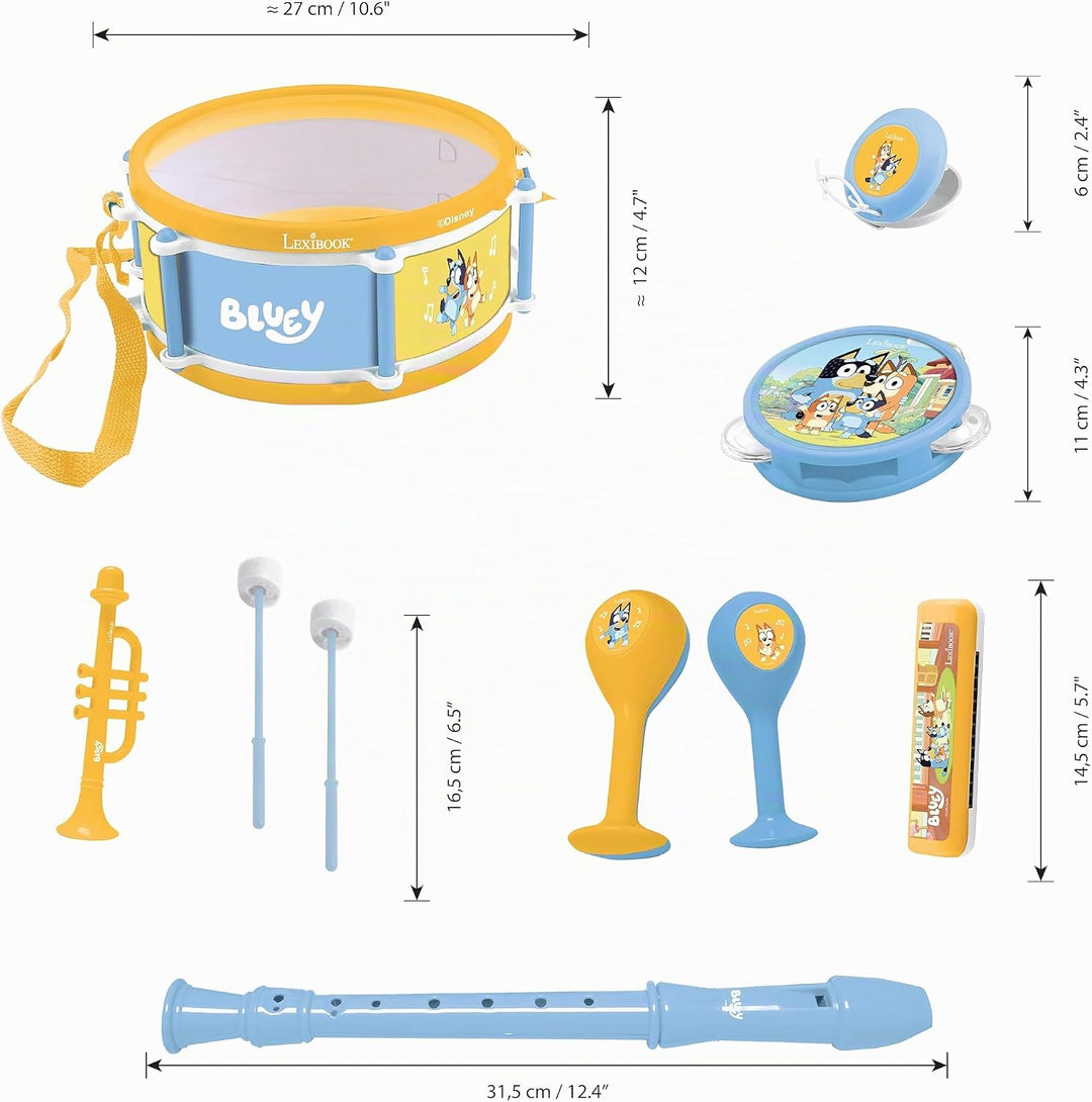 Lexibook, Bluey, Musikalisches Set 7-TLG. Bluey, Blau Gelb, K360BY, Bluey